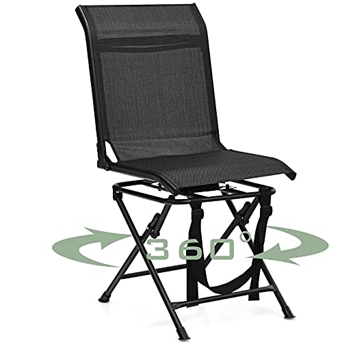 360 Degree Swivel Hunting Blind Chair with Carry Handle, 330 lbs Capacity, Waterproof, Silent Folding Chair with Armrest N2660