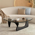 Transparent Black Glass Coffee Table with Solid Wood Frame W77234