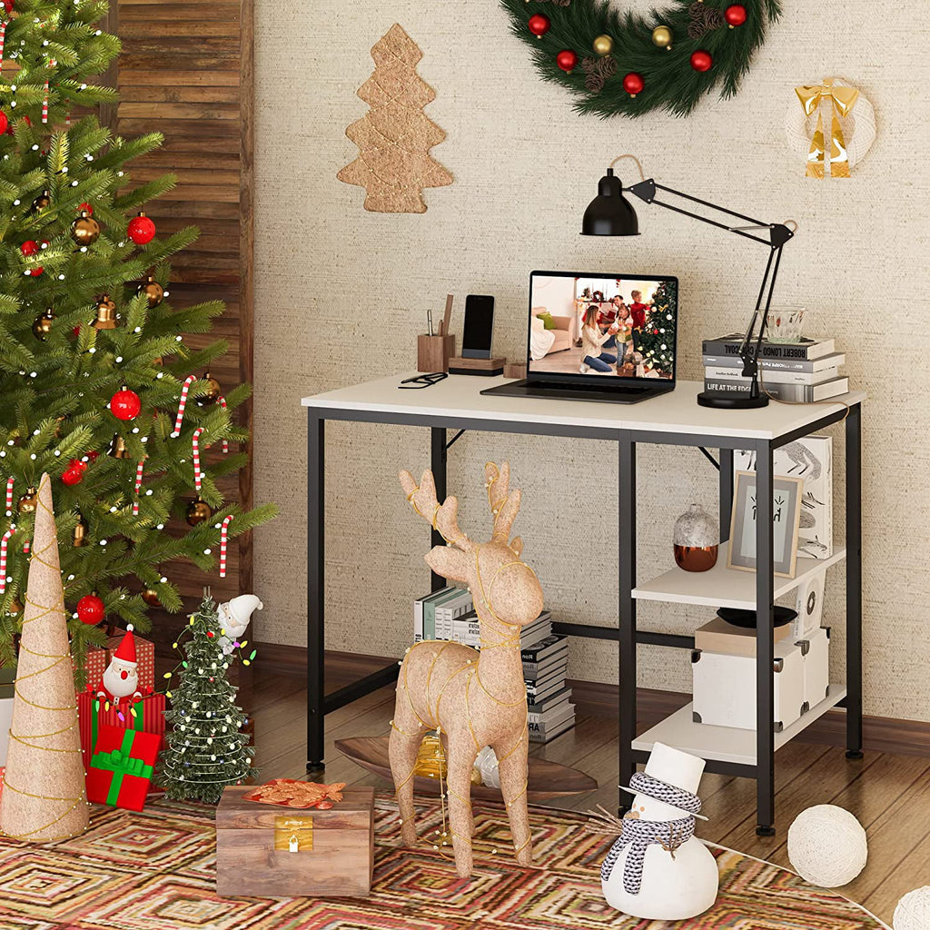 Black Oak Finish 55 inches Computer Desk with Storage Shelf M95626