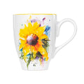 Blue 16 Ounce Glossy Ceramic Stoneware Floral Mug with Handle D446697