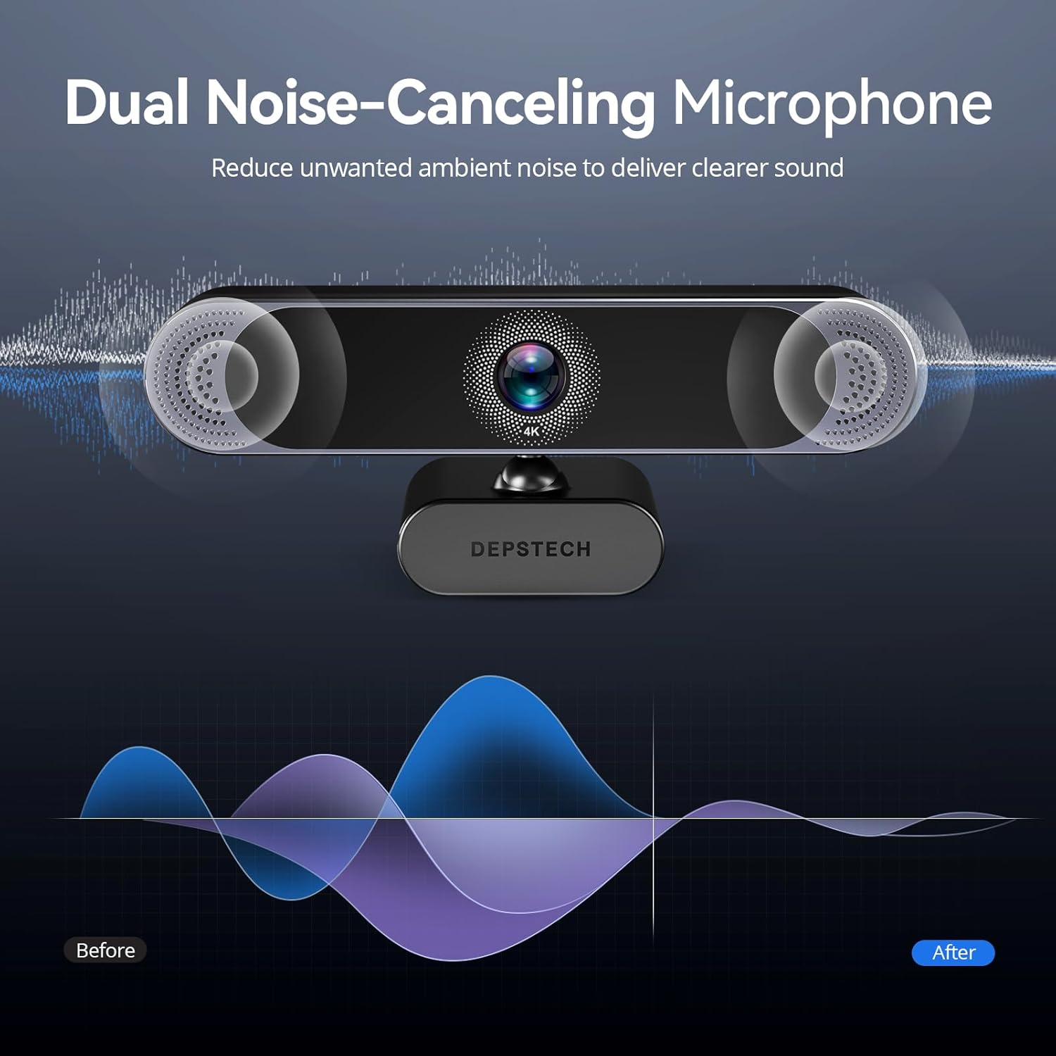 4K Webcam with Sony Sensor, 3X Digital Zoom, Dual Microphones, Auto Focus I8701