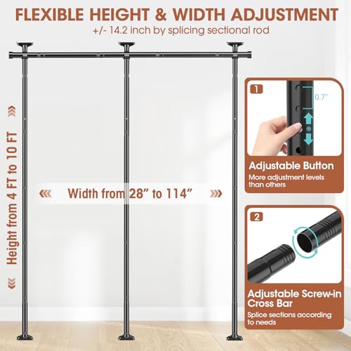 Black Heavy Duty Adjustable Freestanding Tension Curtain Room Divider V274896