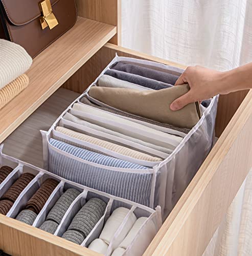 7 Grids Washable White Large Clothes Drawer Organizer D21259