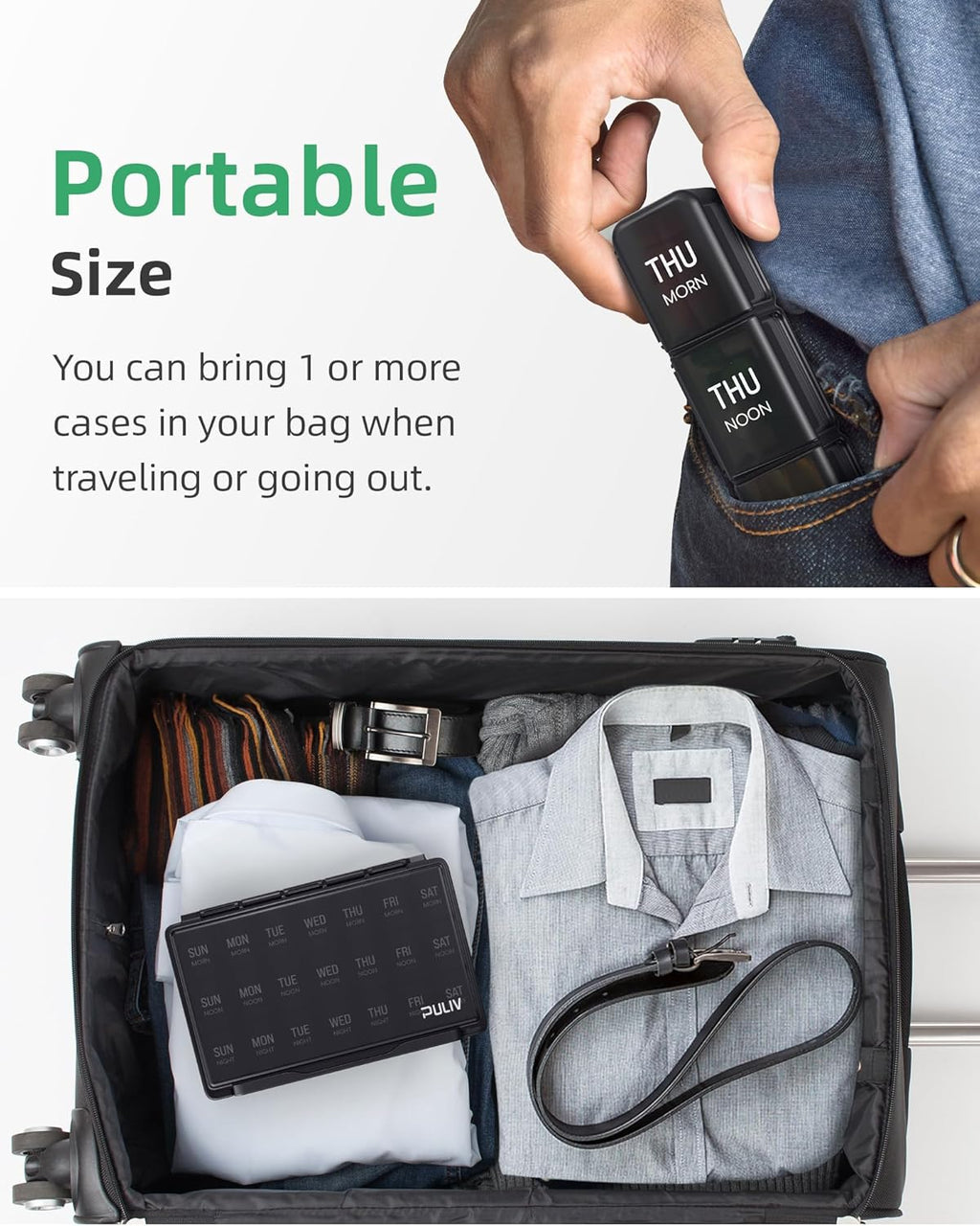 Black Weekly Pill Organizer 7 Day U58666