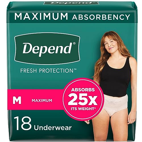 Medium Disposable Incontinence Underwear for Women, Blush, 18 Count R956359