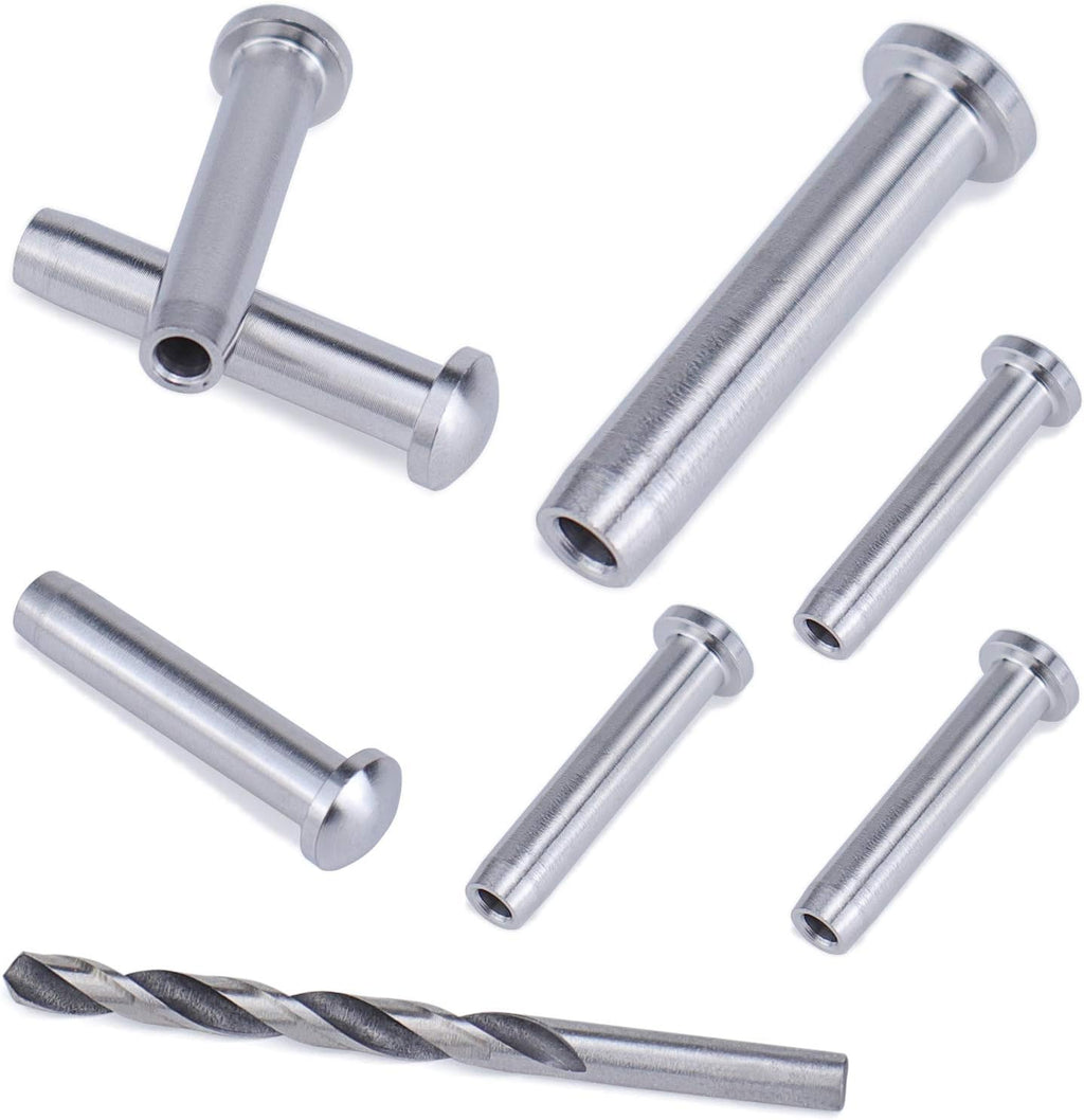 40Pack 1/8 Stemball Swage Dead End Invisible Cable Railing Kit Hardware Terminal Round Head T316 Stainless Steel D838450