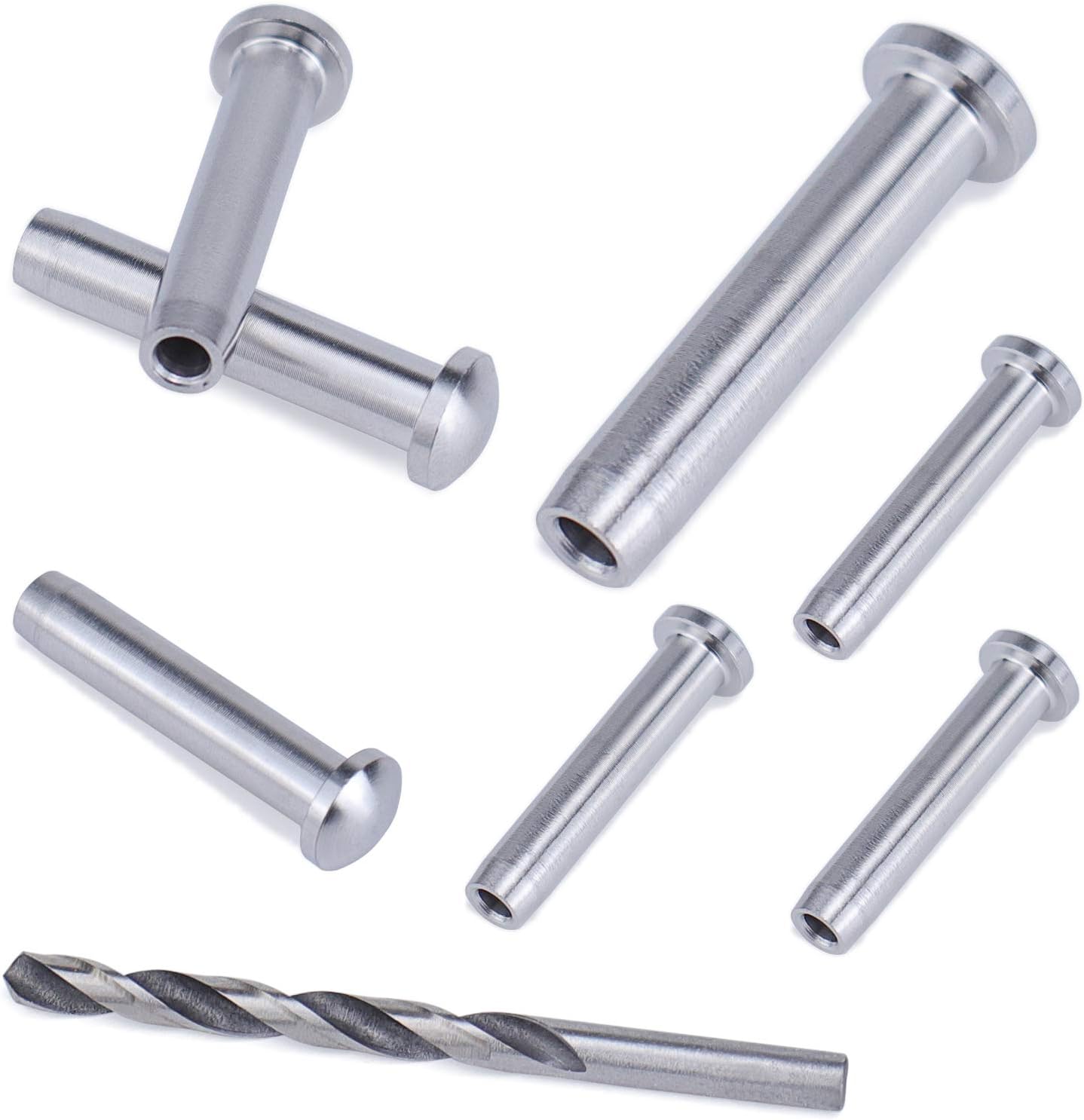 40Pack 1/8 Stemball Swage Dead End Invisible Cable Railing Kit Hardware Terminal Round Head T316 Stainless Steel D838450