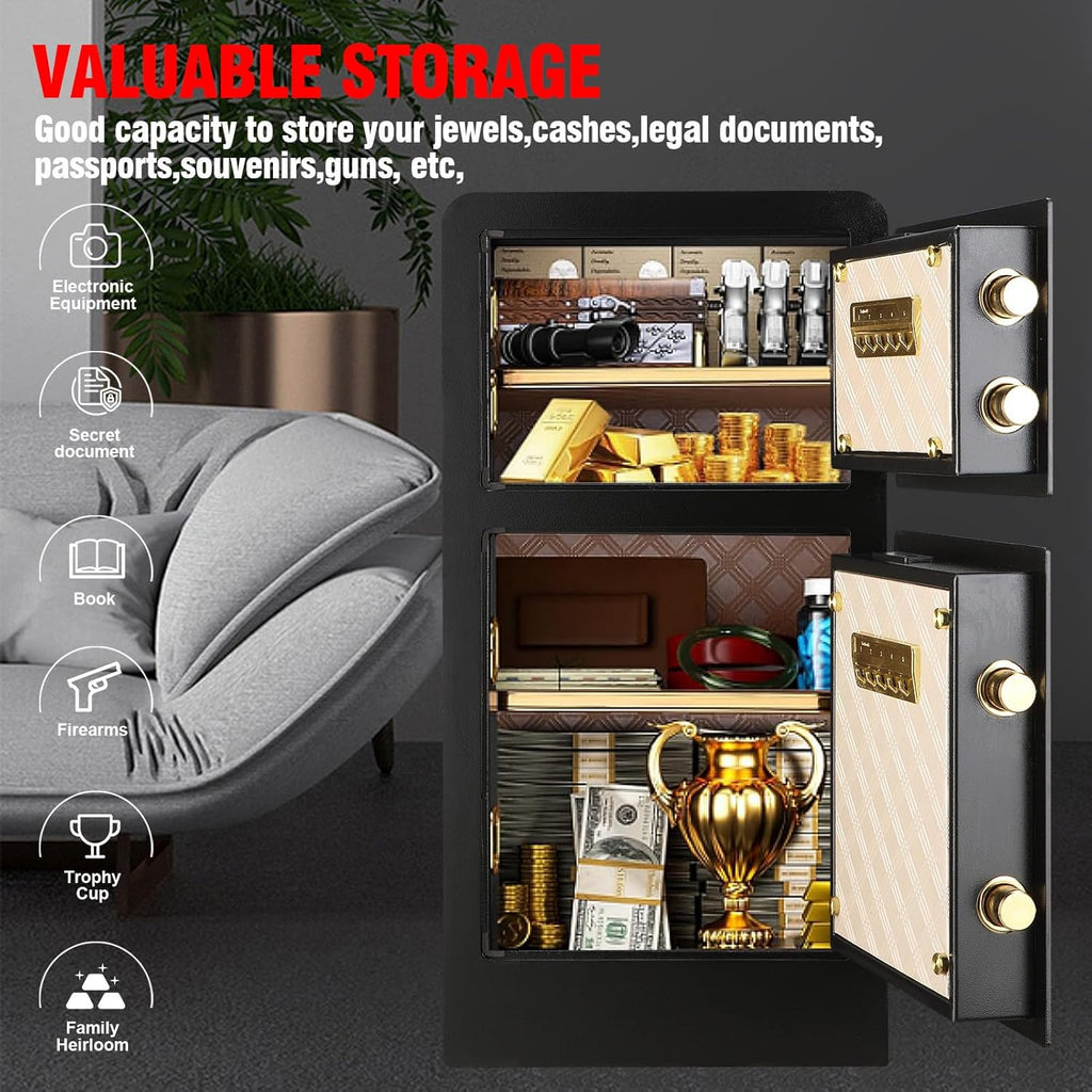 6.1 CU FT Fireproof Waterproof Home Safe Box with Digital Keypad and Key Lock Y4833