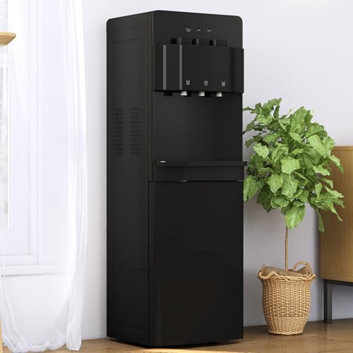 Black Bottom Loading Water Cooler Dispenser with 3 Temperature Settings T29461