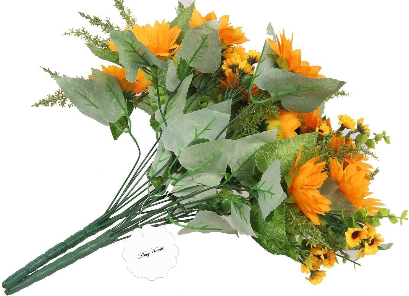 Artificial Sunflower Bouquets, 2 Bunches Fake Wildflowers I877