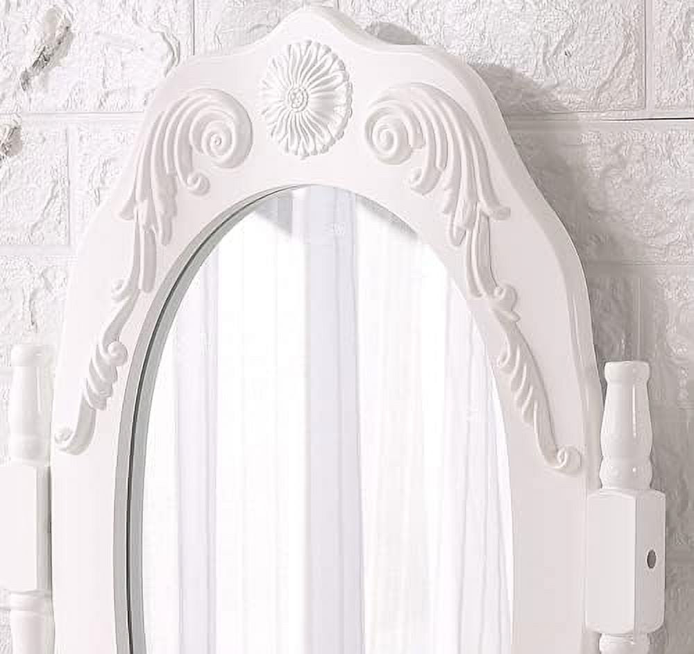 White Vanity Mirror Table Set with Stool H7364