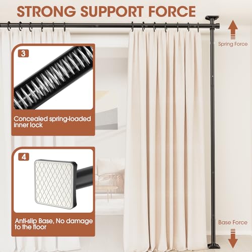 Black Heavy Duty Adjustable Freestanding Tension Curtain Room Divider V274896