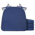 Set of 4 Non Slip Black Chair Cushions 17" x 16" x 2" with Ties N682457