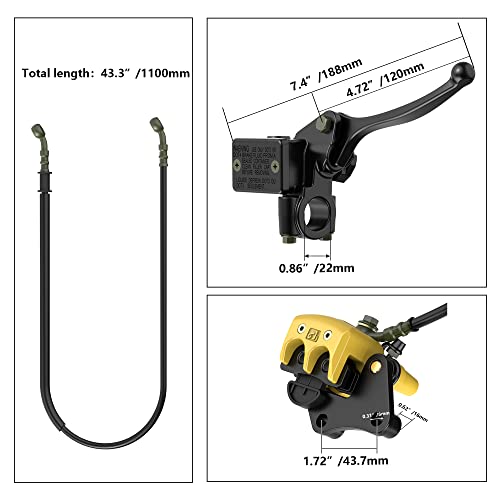 Front Disc Brake Master Cylinder Caliper with Brake Pad Assembly for 50cc 70cc 90cc 110cc 125cc Dirt Bike Pit Bike M1626