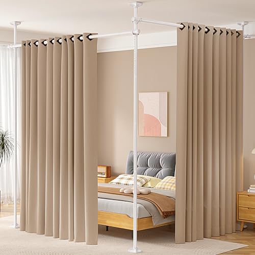 Black Heavy Duty Adjustable Freestanding Tension Curtain Room Divider V274896
