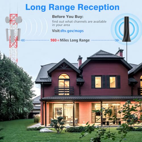TV Antenna Indoor 360° Reception 25ft Coax Cable O121