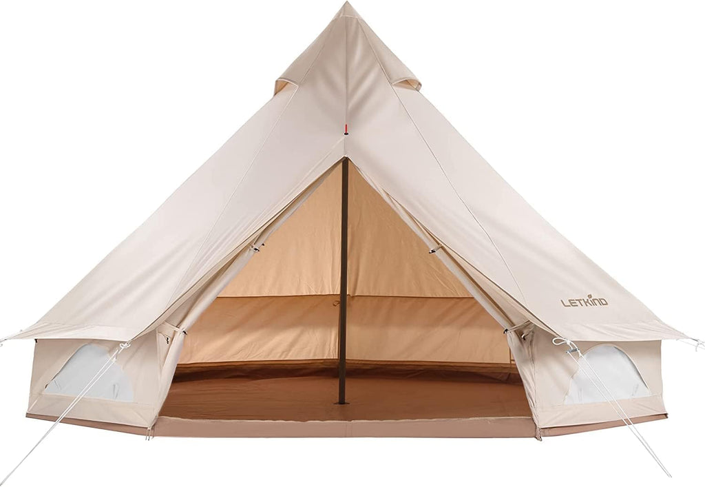 Canvas Bell Tent with Stove Jack, 4 Season Waterproof Cotton Camping Tent J41530