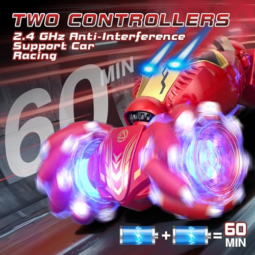 Remote Control Car Gesture RC Stunt Car with Spray Lights Music 4WD 2.4GHz Off-Road 360° Rotation Toy Car U497