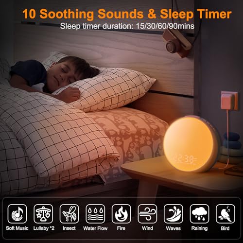Sunrise Alarm Clock with Night Light, FM Radio, Dual Alarms E8447