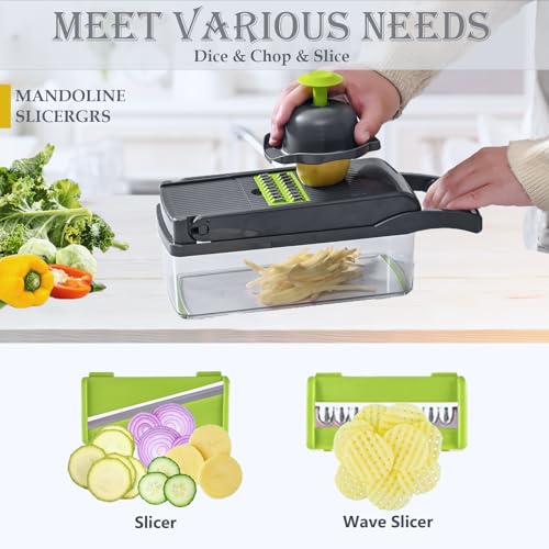 20-in-1 Vegetable Chopper with Container, Cheese Grater, Box Mandoline Slicer Food Cutter Shredder O940052