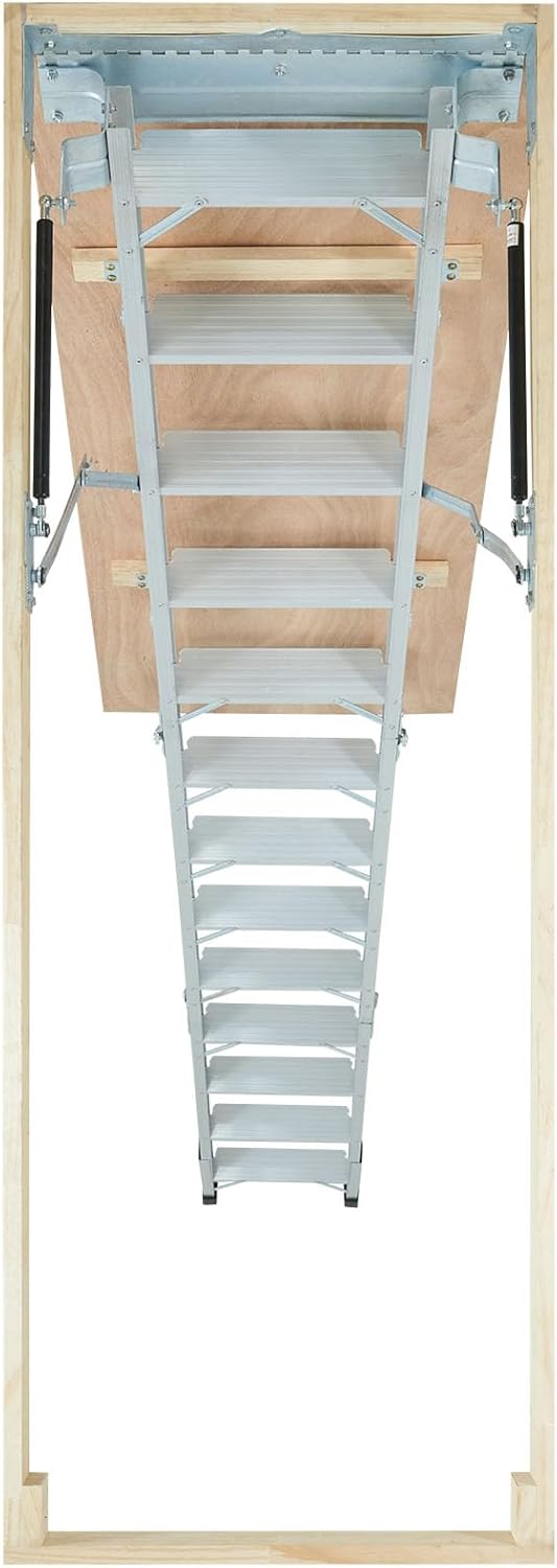 Attic Ladder, 350-pound Capacity, 22.5" x 63", Aluminium Extension M64508