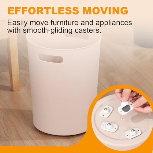 Stainless Steel Self Adhesive Caster Wheels Roller Wheels (8PC, One Size) O319