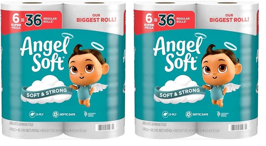 6 Super Mega Rolls Toilet Paper (Pack of 2) U64118