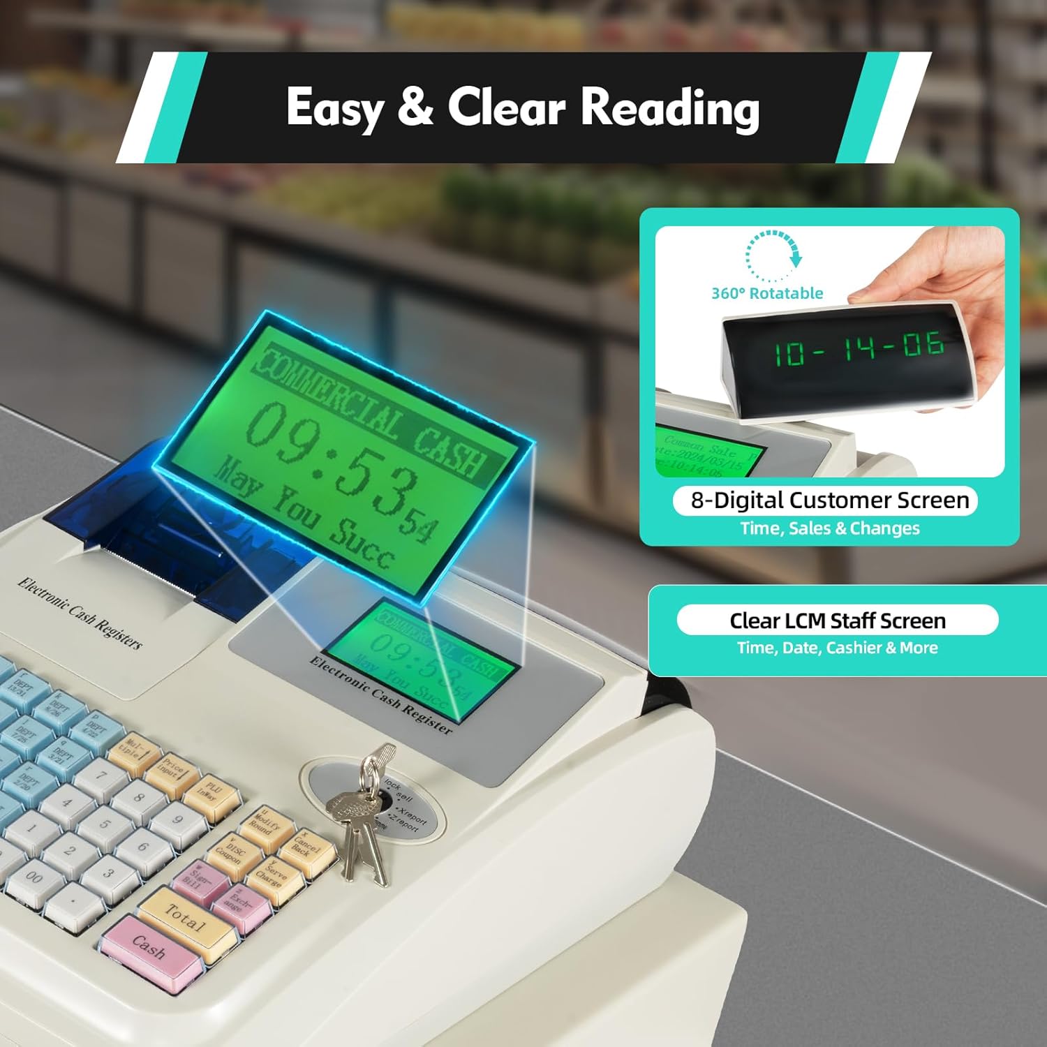 Small Business Electronic Cash Register with Thermal Printer and Cash Drawer E608112
