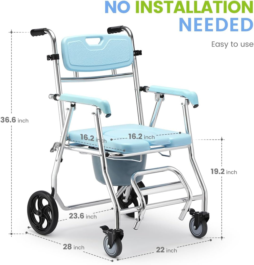 Stand Alone Toilet Safety Rail and Folding Shower Commode Wheelchair Heavy Duty Medical Toilet Safety Frame Adjustable Bathroom Toilet Handrails N65496