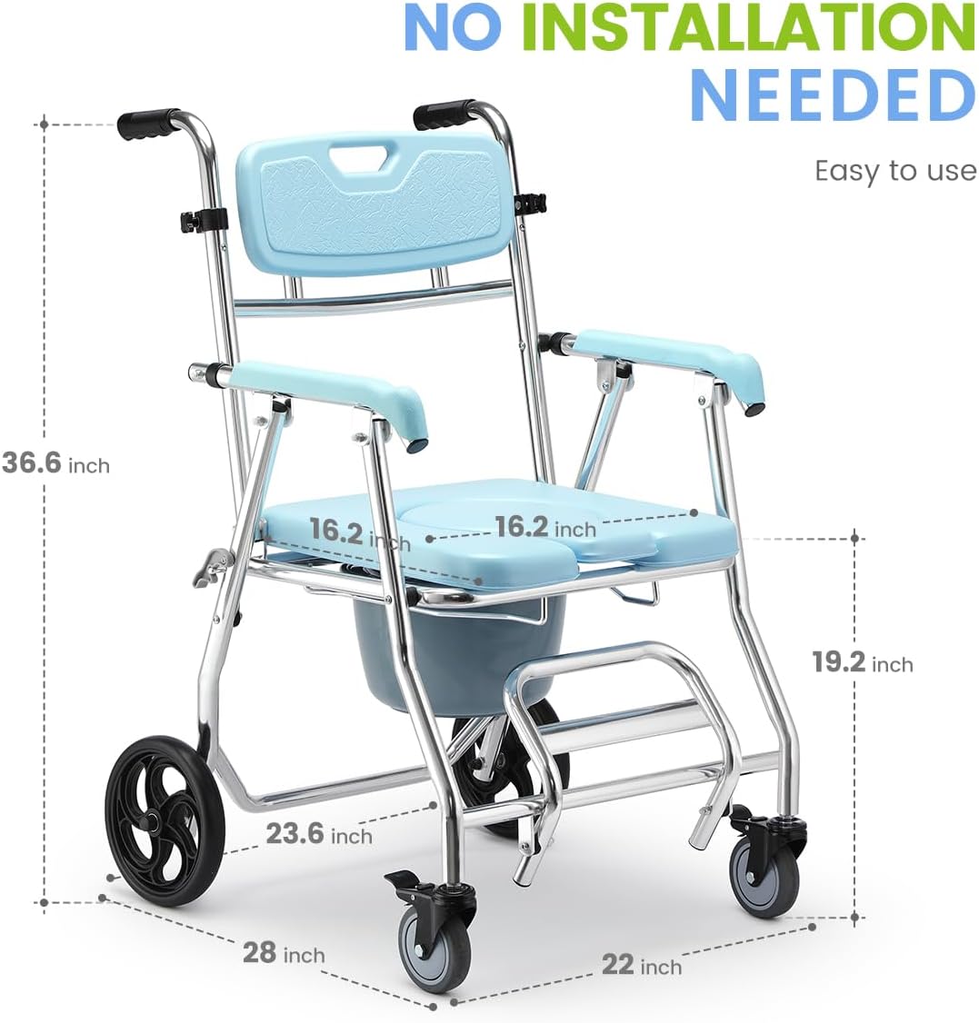 Stand Alone Toilet Safety Rail and Folding Shower Commode Wheelchair Heavy Duty Medical Toilet Safety Frame Adjustable Bathroom Toilet Handrails N65496