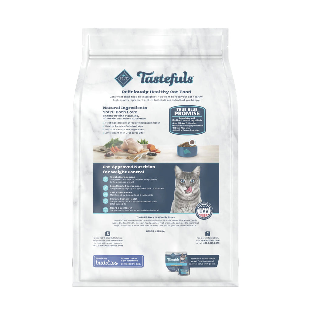 Blue Buffalo Tastefuls Weight Control Natural Adult Dry Cat Food, Chicken 3lb bag A3103
