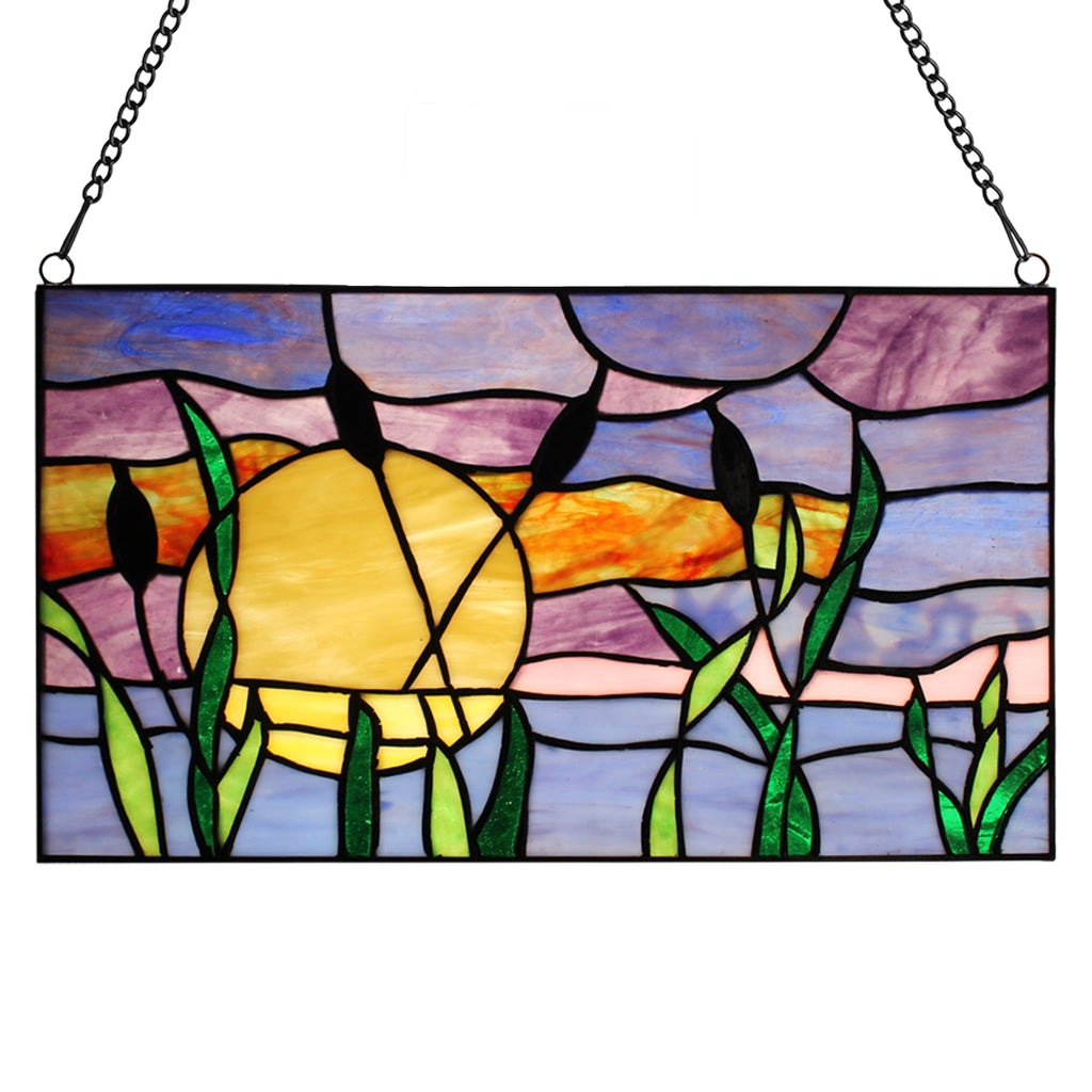 Multicolored Stained Glass Window Panel 14" x 0.25" x 8.25" L7239