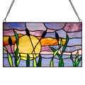 Multicolored Stained Glass Window Panel 14" x 0.25" x 8.25" L7239