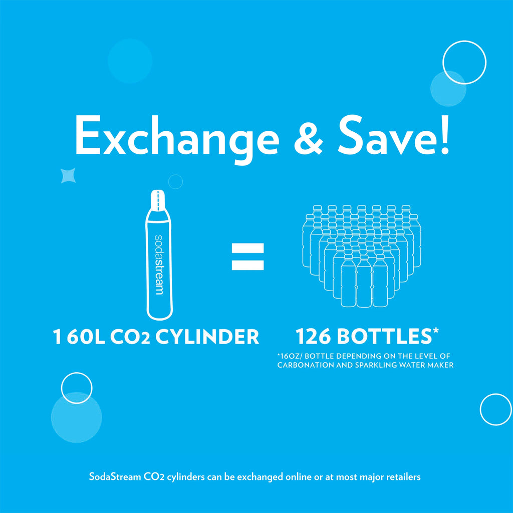 Sparkling Water Maker Bundle with CO2, 2 Bottles and 2 bubly Drops Flavoring F3188