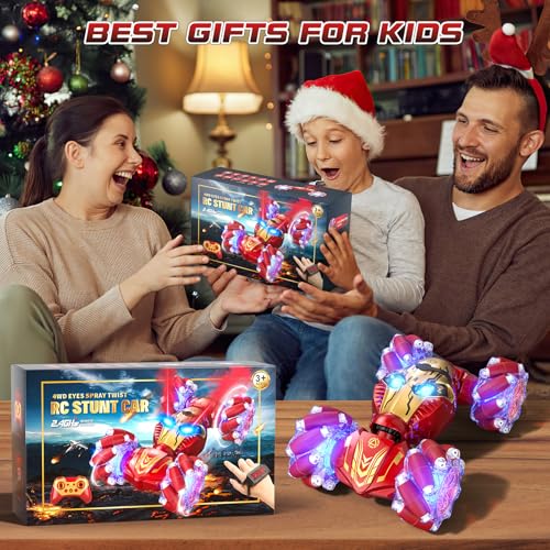 Remote Control Car Gesture RC Stunt Car with Spray Lights Music 4WD 2.4GHz Off-Road 360° Rotation Toy Car U497