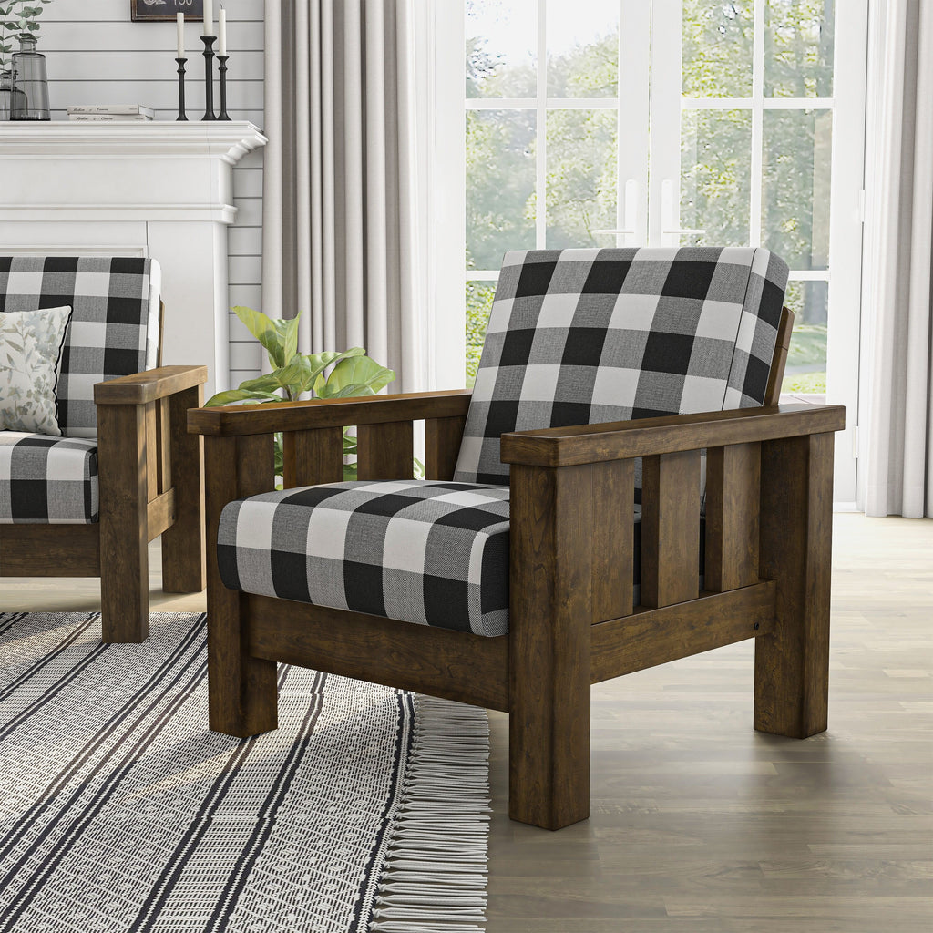 Rustic Oak Linen Fabric Padded Accent Chair C808