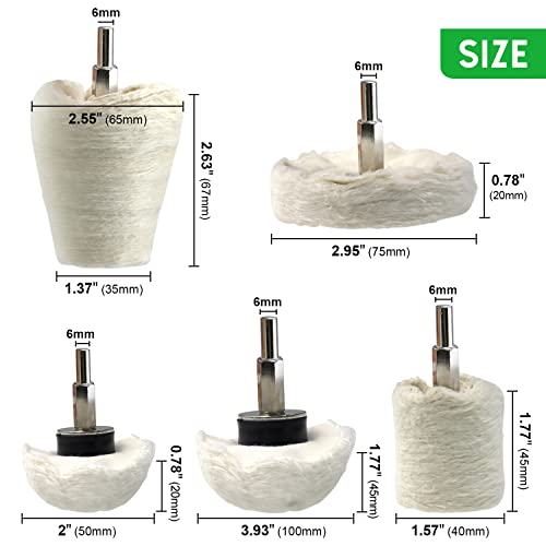 Flannelette Polishing Wheels Mixed Polish Head Kit with 1/4'' Shaft S68527