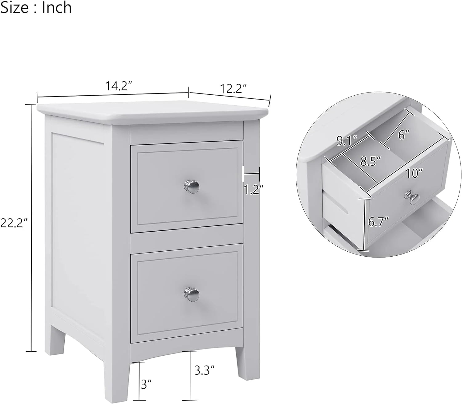 White Queen Size 3 Piece Wood Bedroom Furniture Set W720