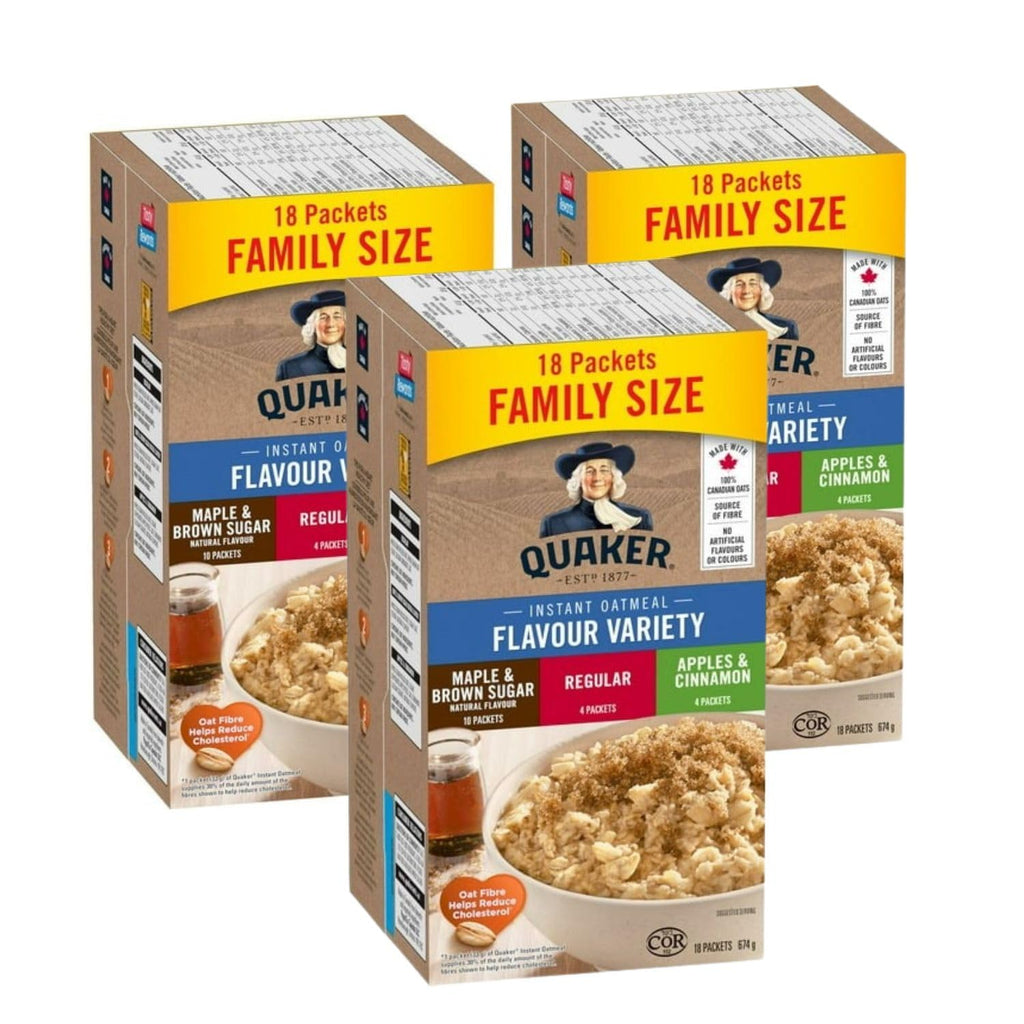 Maple & Brown Sugar, Apples & Cinnamon Instant Oatmeal, 18ct, 24.5 oz (Pack of 3) G388586