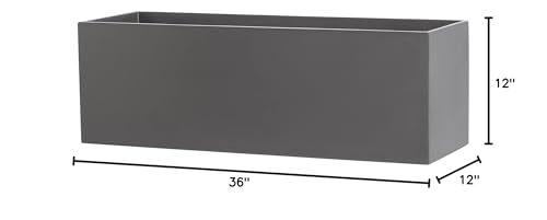Rectangle Fiberglass Planter Box, Grey, 36" x 12" x 12" D353287