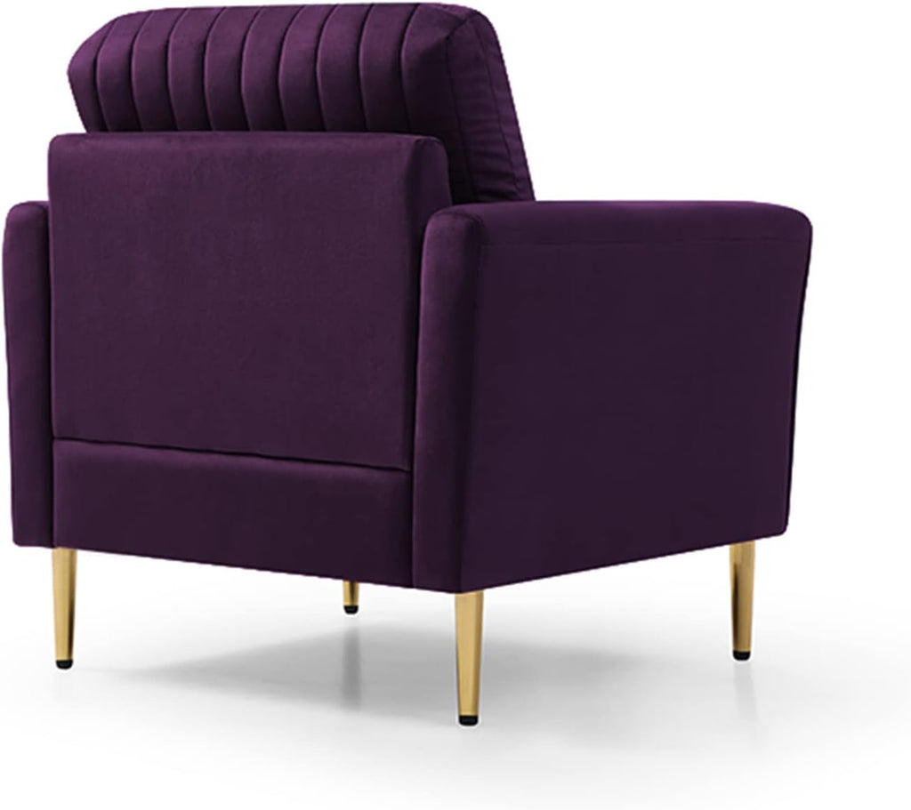 Purple Velvet Accent Chair with Gold Legs Z22361