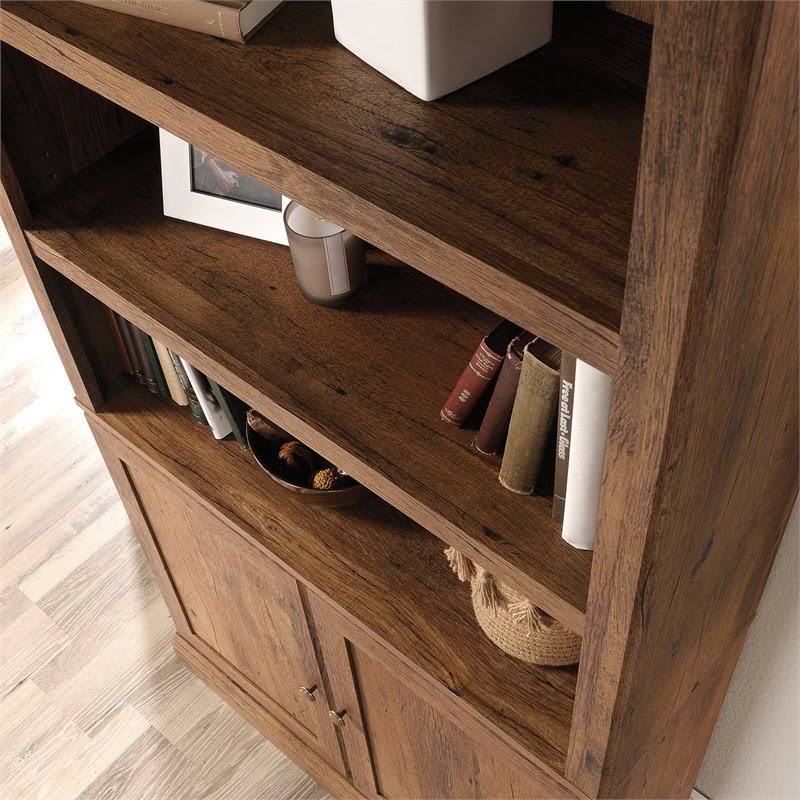 5-Shelf Bookcase with Doors in Vintage Oak B410