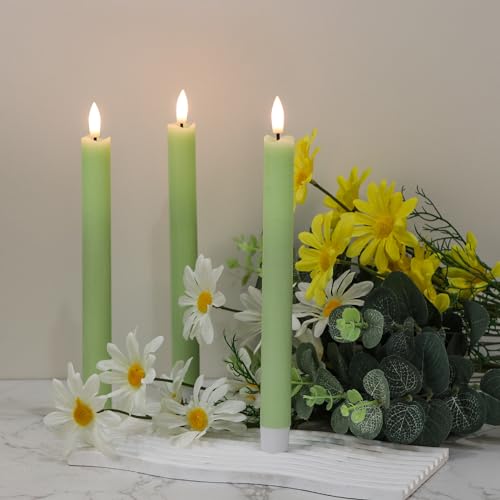 Flameless Taper Candles with Remote, Battery Operated Led Warm 3D Wick Light Real Wax Pack of 6 (Ivory, 0.78 X 9.64 Inch) H43049