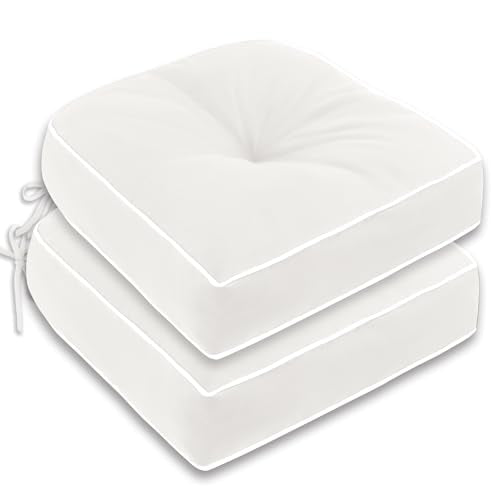 Beige 19x19 Inch Waterproof Tufted Chair Cushion Set of 2 C8824
