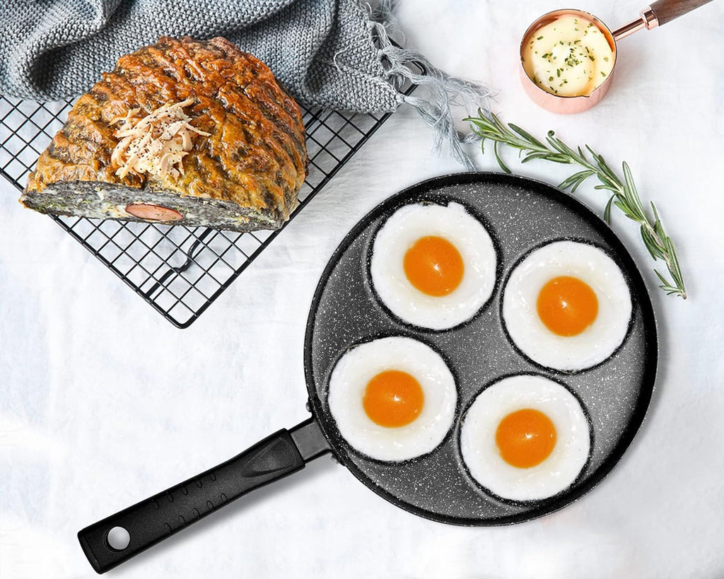 4-Cup Nonstick Egg Frying Pan with Lid and Spatula Y939