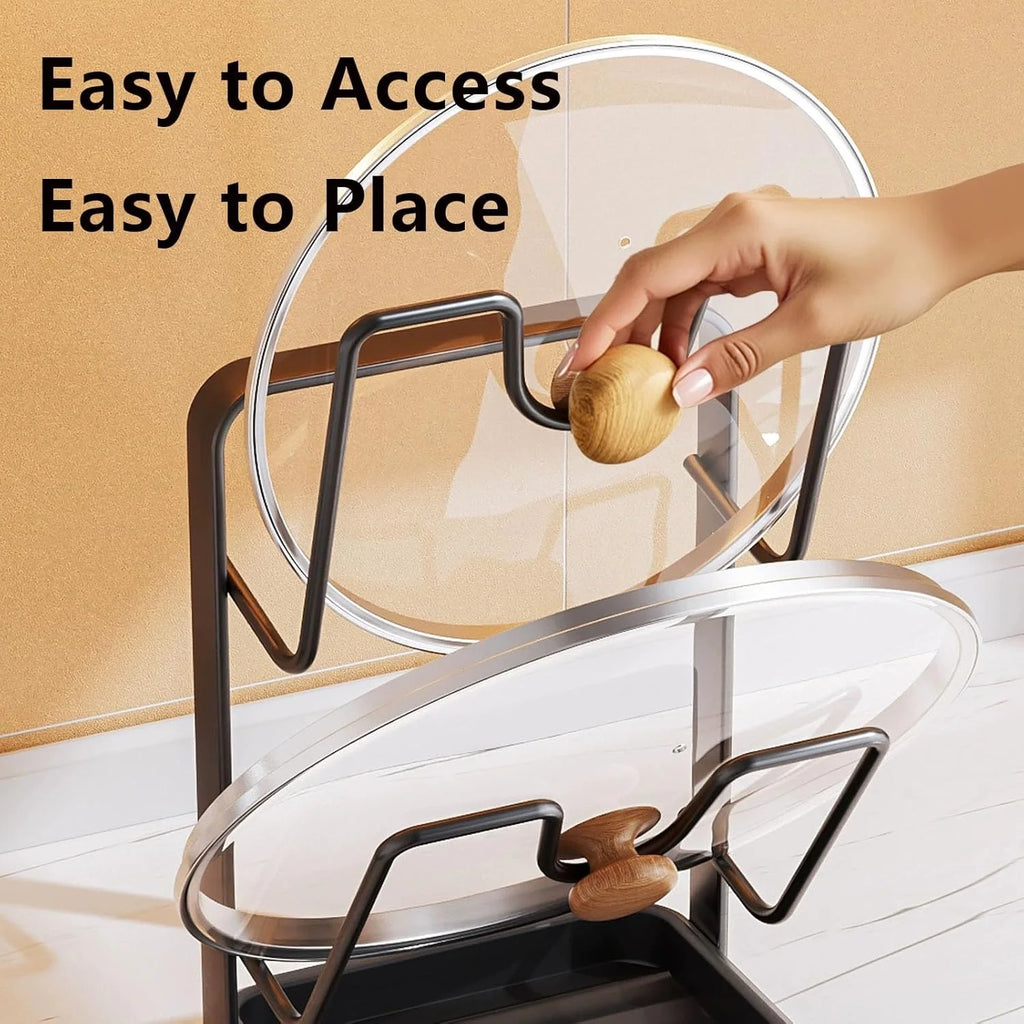 304 Stainless Steel Pot Lid Storage Rack with Removable Drip Tray V20939