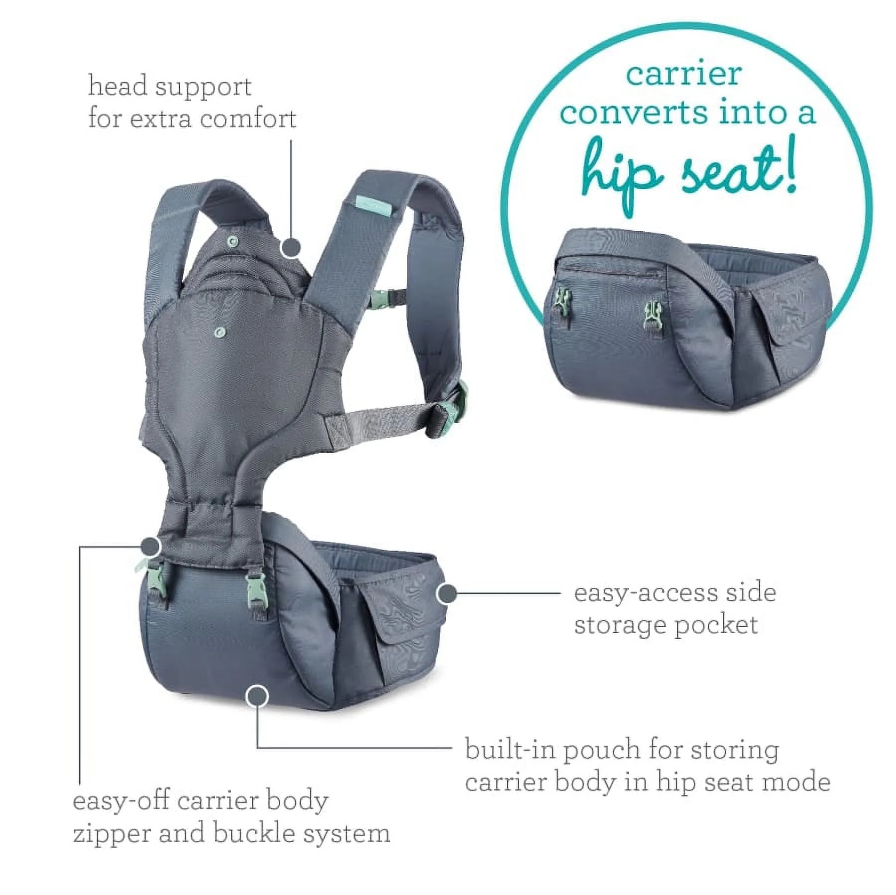 Gray 5-in-1 Hip Seat Baby Carrier E29376