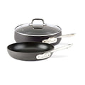 Hard Anodized Nonstick Saute Pan with Lid and Fry Pan Set 4 Quart 10 Inch Black Cookware H1285