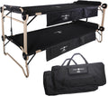 Black Outdoor Convertible 2 Person Camping Cot with 2 Side Organizers W490