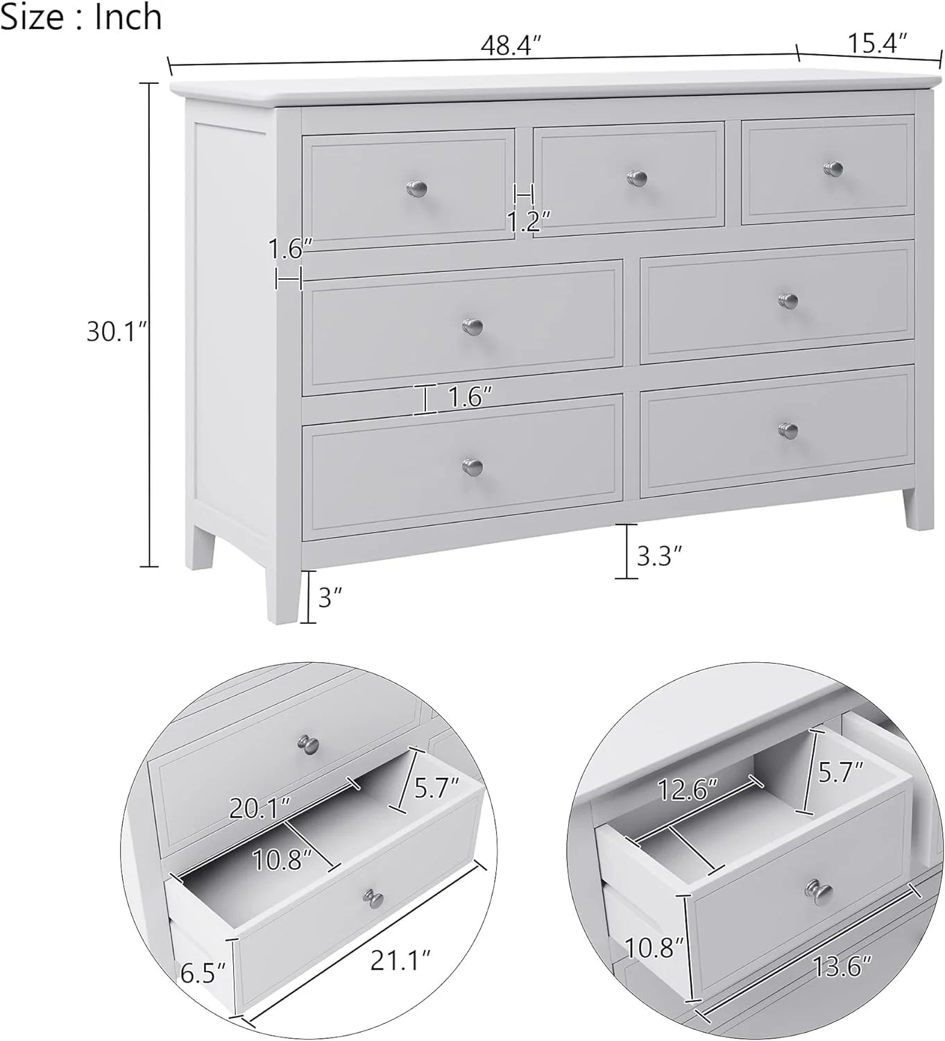 White Queen Size 3 Piece Wood Bedroom Furniture Set W720